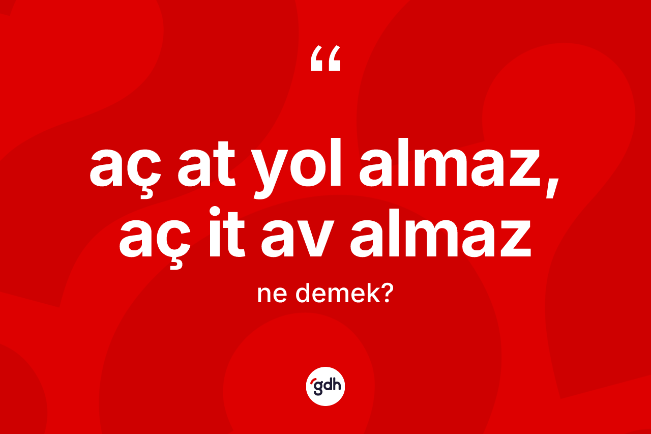 Aç at yol almaz, aç it av almaz sözü ne anlama gelir? Aç at yol almaz, aç it av almaz ifadesinin kaç farklı anlamı var?