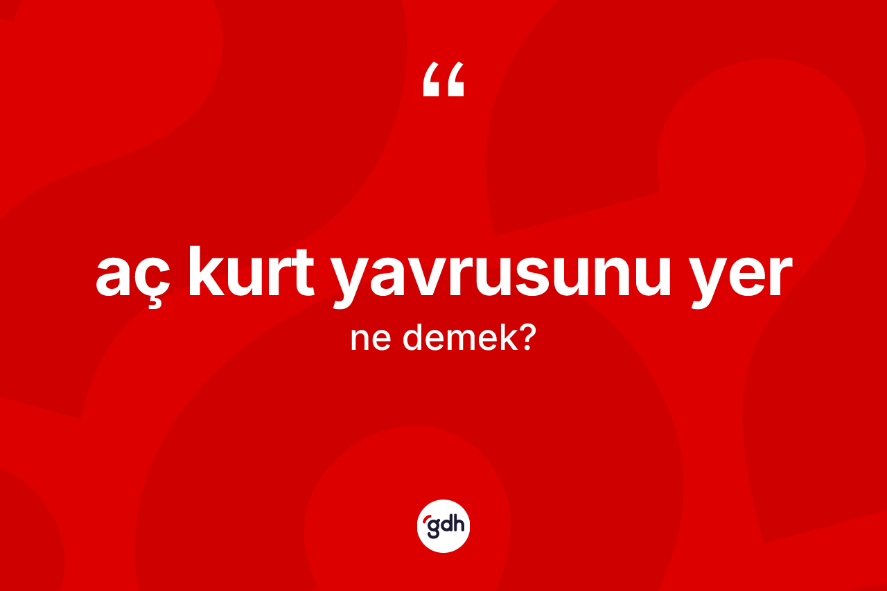 Aç kurt yavrusunu yer ifadesinin tanımı nedir?