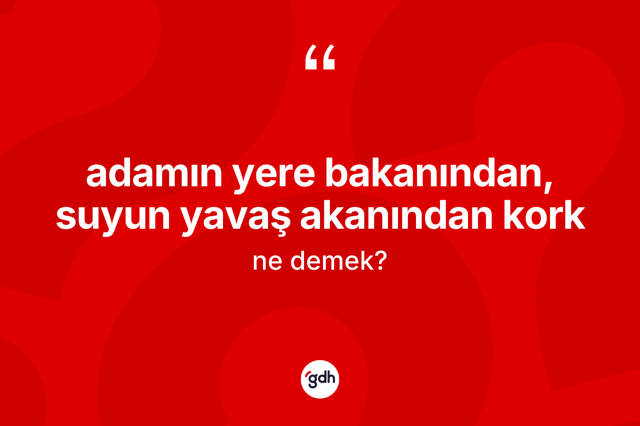 Adamın yere bakanından, suyun yavaş akanından kork ifadesinin tanımı nedir?