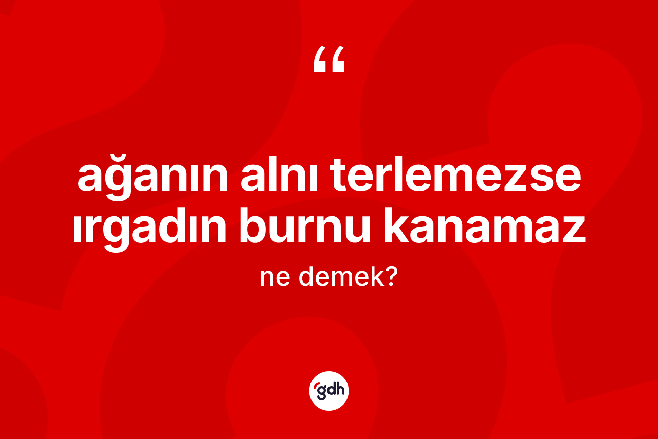 Ağanın alnı terlemezse ırgadın burnu kanamaz ne demek?