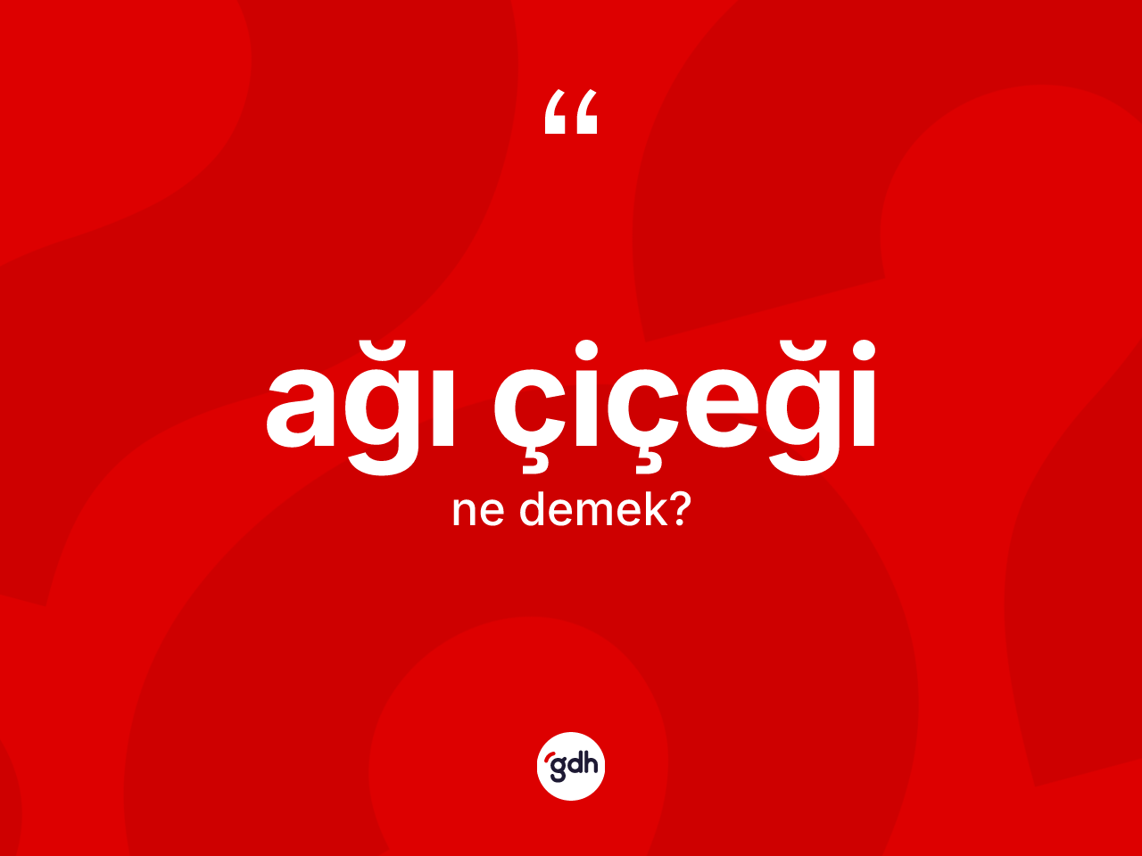 Ağı çiçeği kelimesi ne anlama gelir? Ağı çiçeği kelimesinin TDK'ya göre açıklaması nedir?