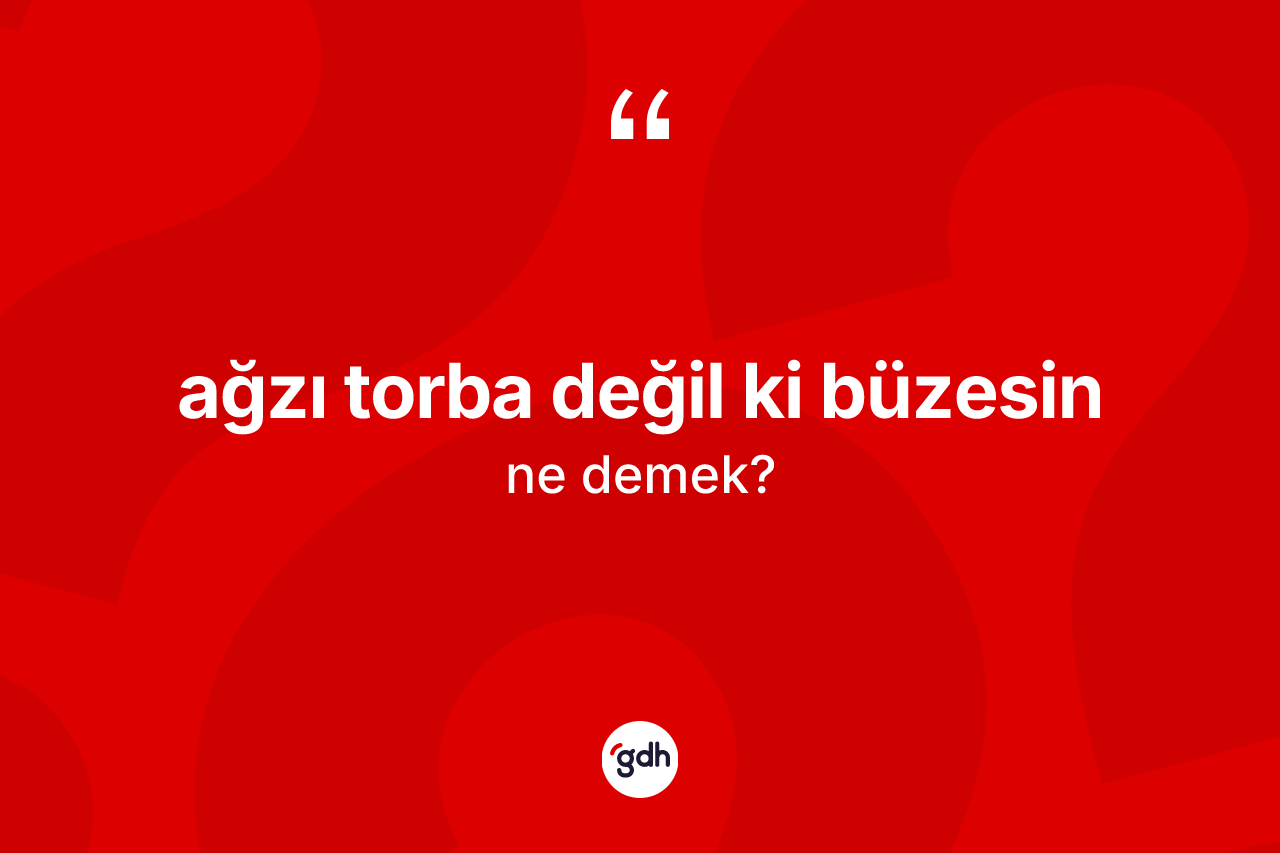 Ağzı torba değil ki büzesin ne anlama gelir?
