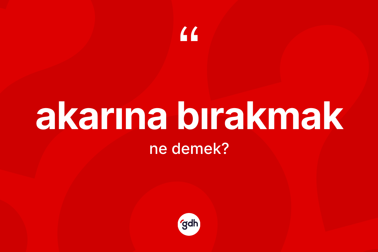 Akarına bırakmak ifadesi ne anlama gelir? Akarına bırakmak ifadesi nerede kullanılır?