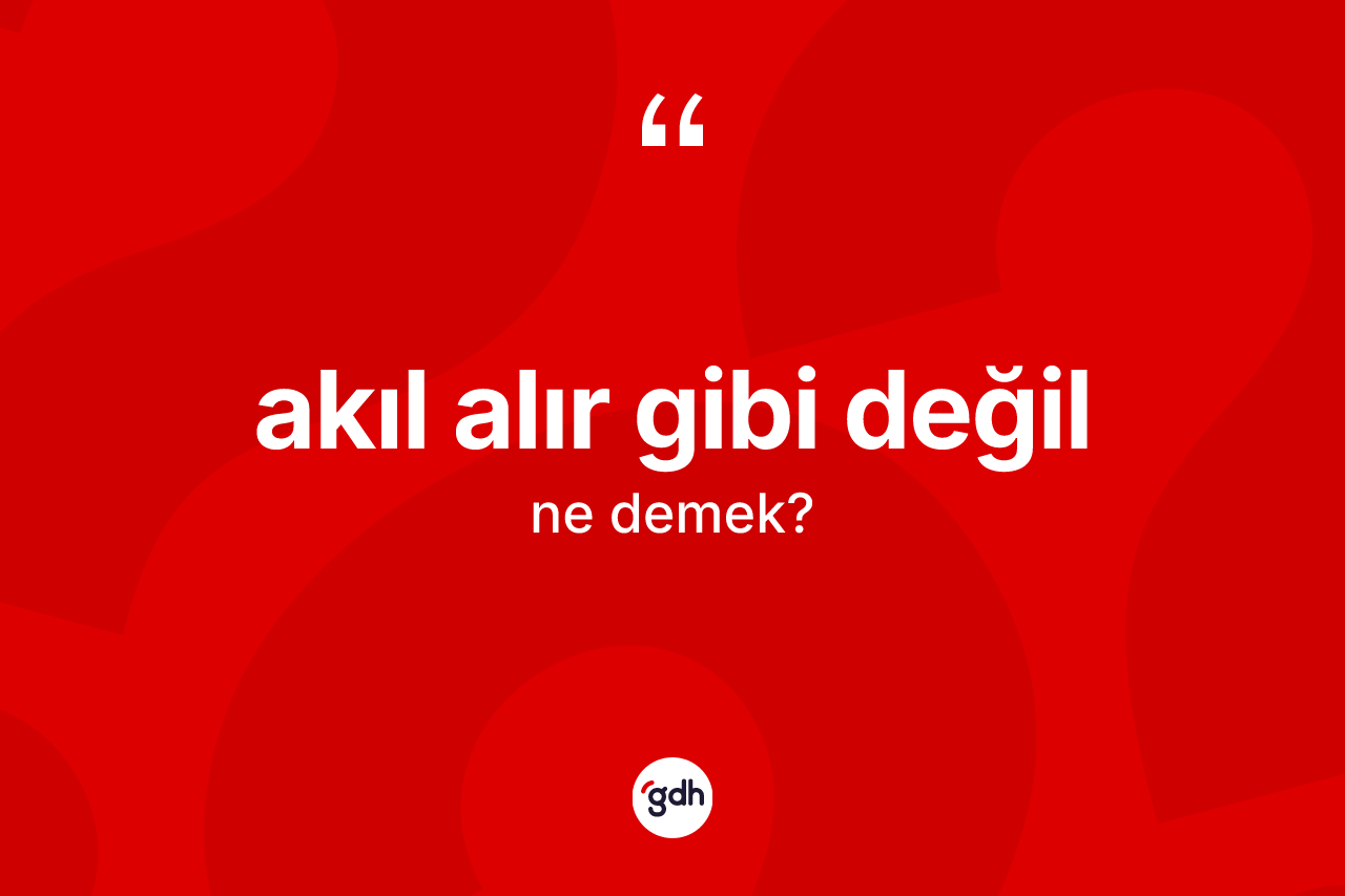 Akıl alır gibi değil ne anlama gelir? Akıl alır gibi değil sözünün sözlük anlamı nedir?