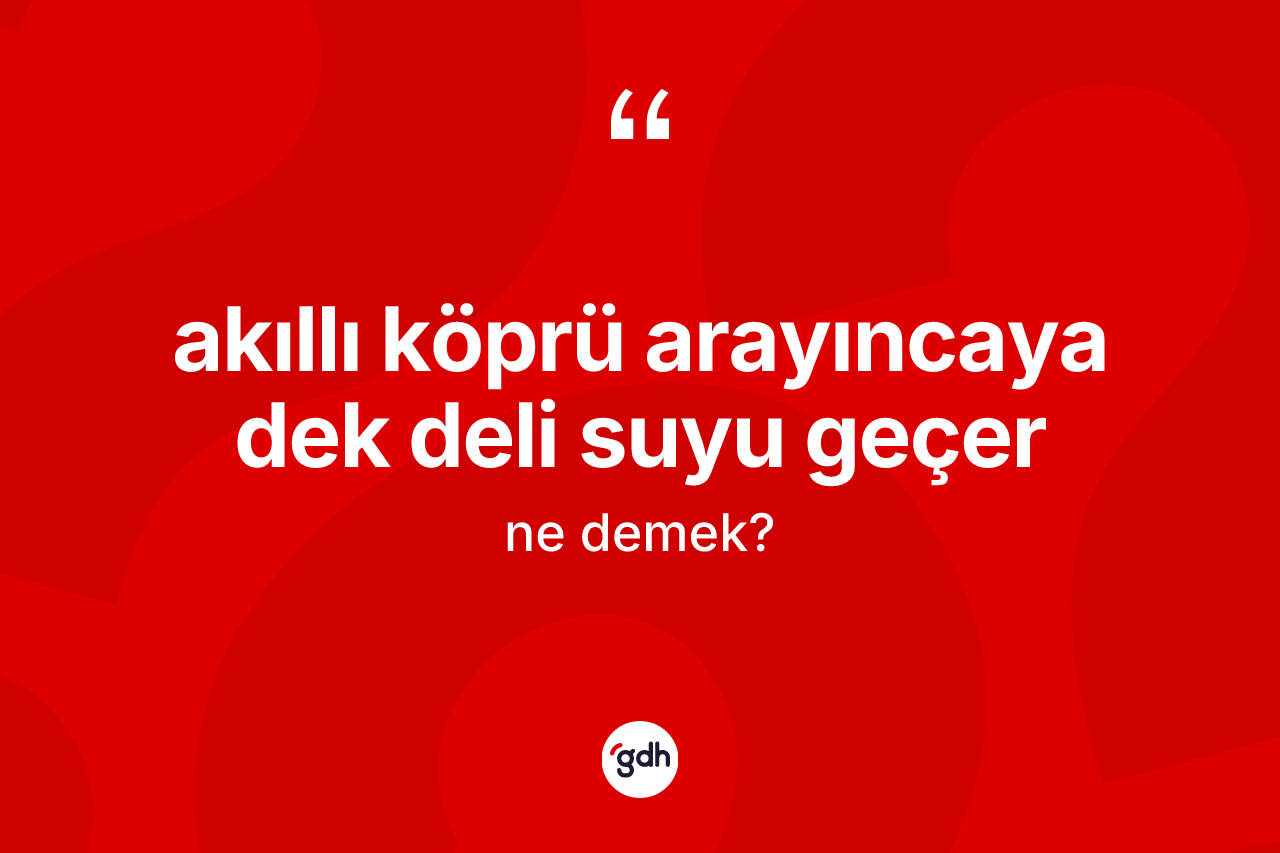 Akıllı köprü arayıncaya dek deli suyu geçer ifadesinin tanımı nedir? Akıllı köprü arayıncaya dek deli suyu geçer ifadesi nerede kullanılır?