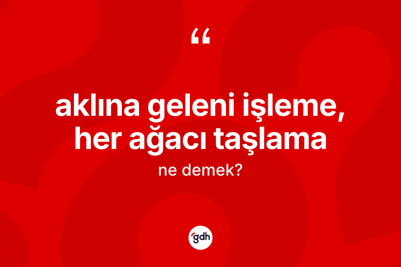 Aklına geleni işleme, her ağacı taşlama ifadesinin anlamı nedir?
