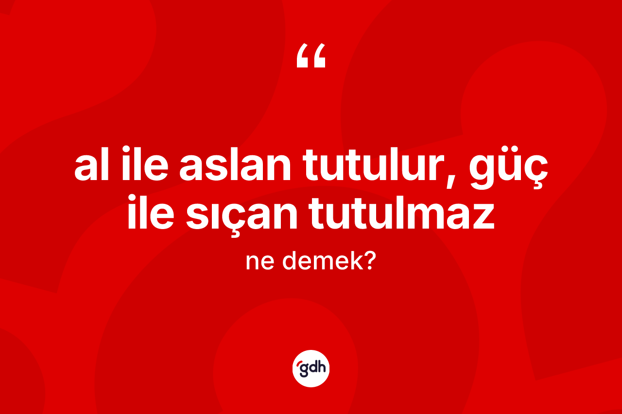 Al ile aslan tutulur, güç ile sıçan tutulmaz ne demek? Al ile aslan tutulur, güç ile sıçan tutulmaz ifadesi nerede kullanılır?