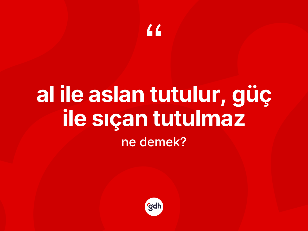 Al ile aslan tutulur, güç ile sıçan tutulmaz ne demek? Al ile aslan tutulur, güç ile sıçan tutulmaz ifadesi nerede kullanılır?