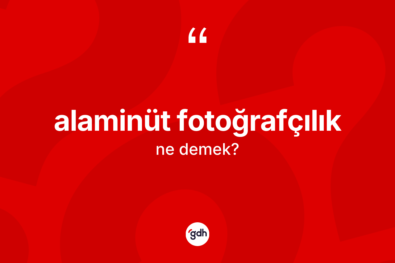 Alaminüt fotoğrafçılık ne demek? Alaminüt fotoğrafçılığın TDK'ya göre anlamı nedir?