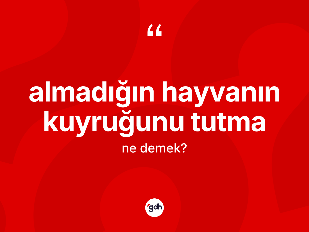 Almadığın hayvanın kuyruğunu tutma sözü ne demektir? Almadığın hayvanın kuyruğunu tutma sözü hangi durumlarda kullanılır?
