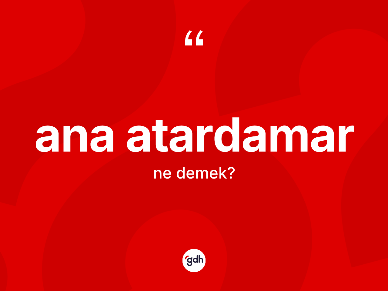 Ana atardamar nedir? Ana atardamarın TDK'ya göre anlamı nedir?