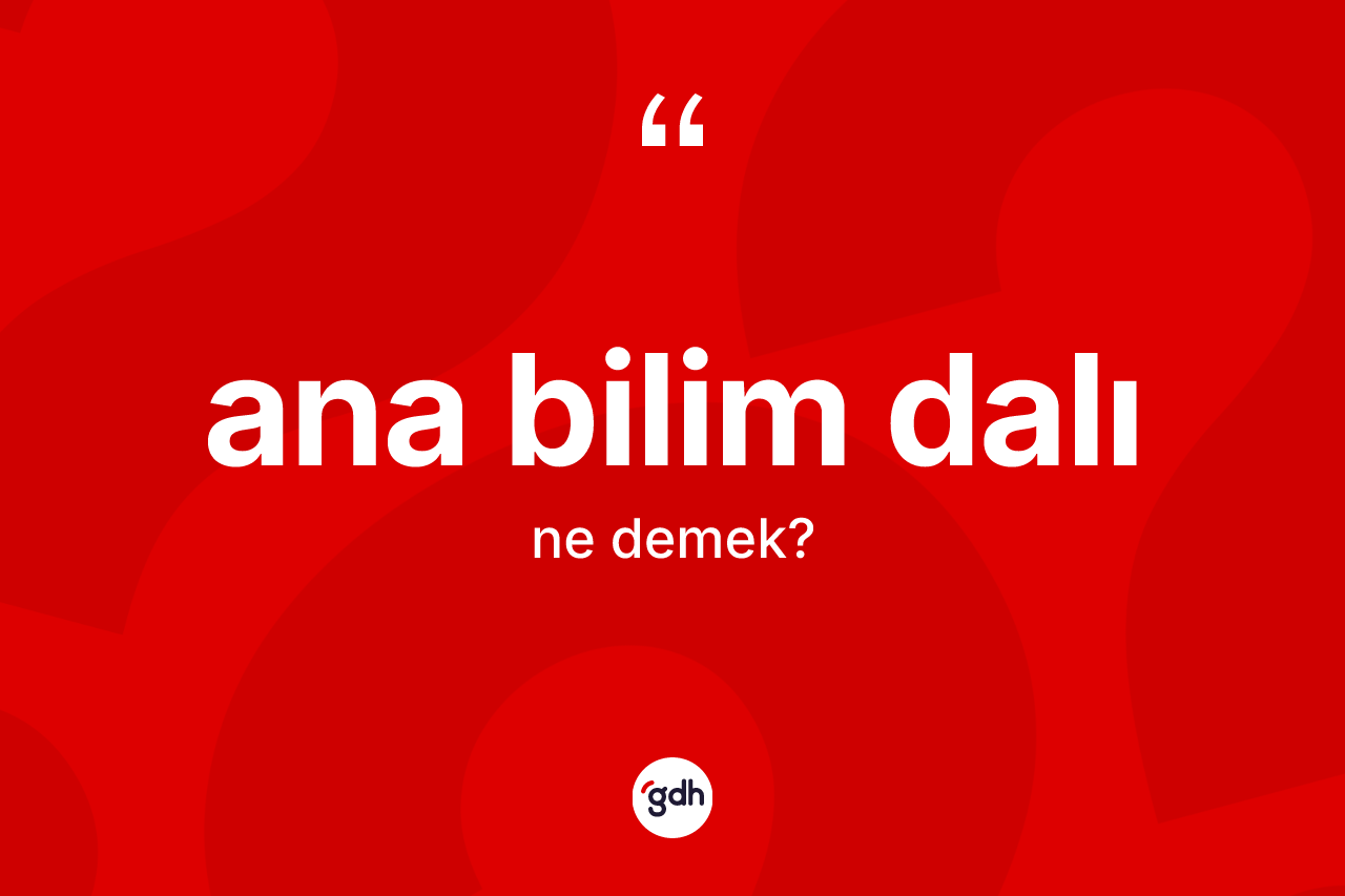 Ana bilim dalı kelimesinin tanımı nedir? Ana bilim dalının TDK'ya göre anlamı nedir?