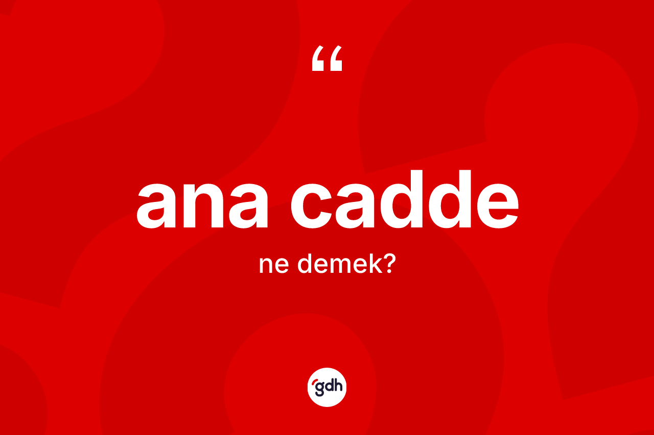 Ana cadde ne anlama gelir?