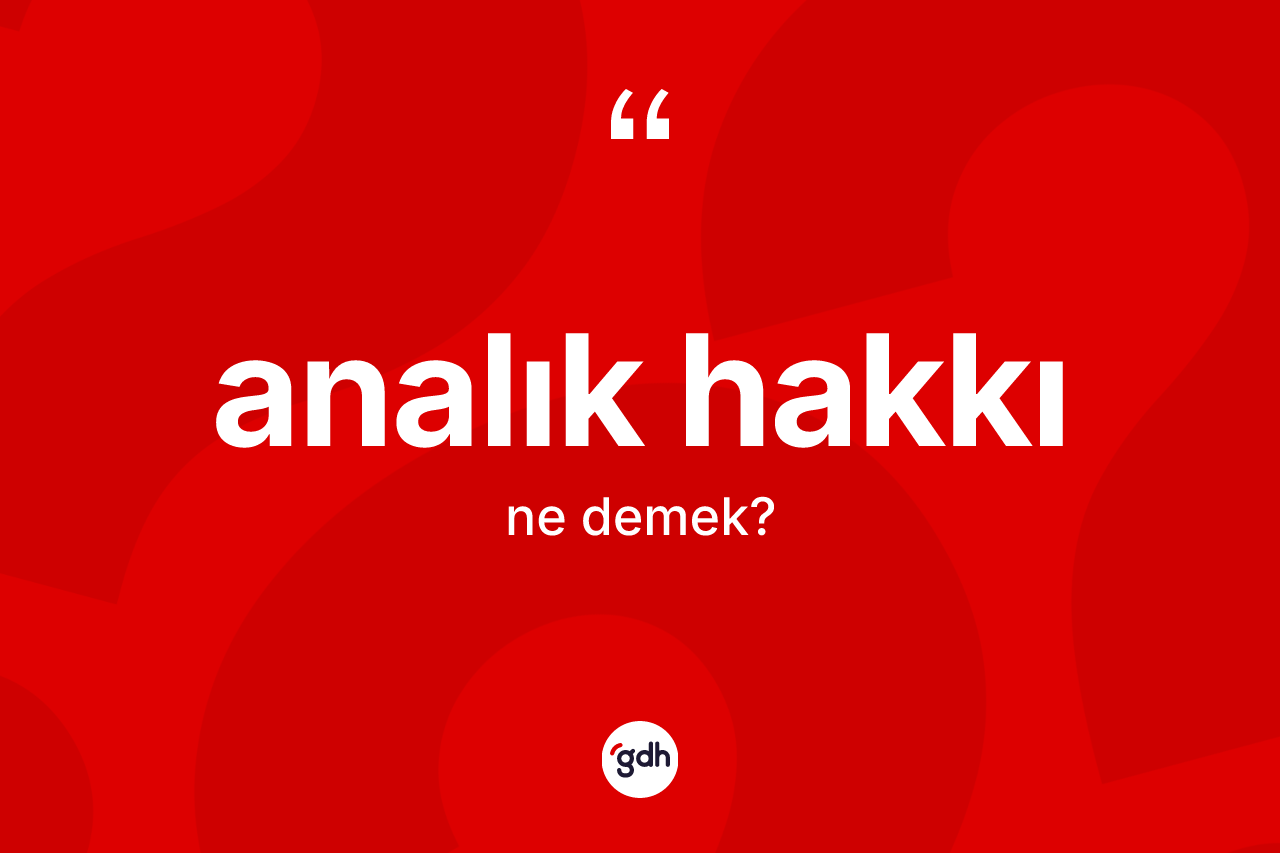 Analık hakkı kelimesinin tanımı nedir? Analık hakkının TDK'ya göre anlamı nedir?