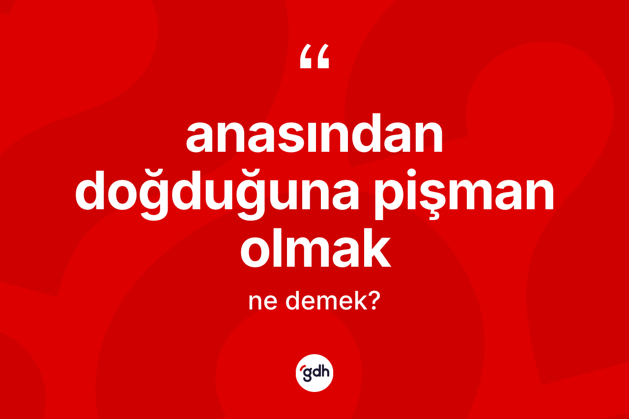Anasından doğduğuna pişman olmak ifadesinin kısaca anlamı nedir?