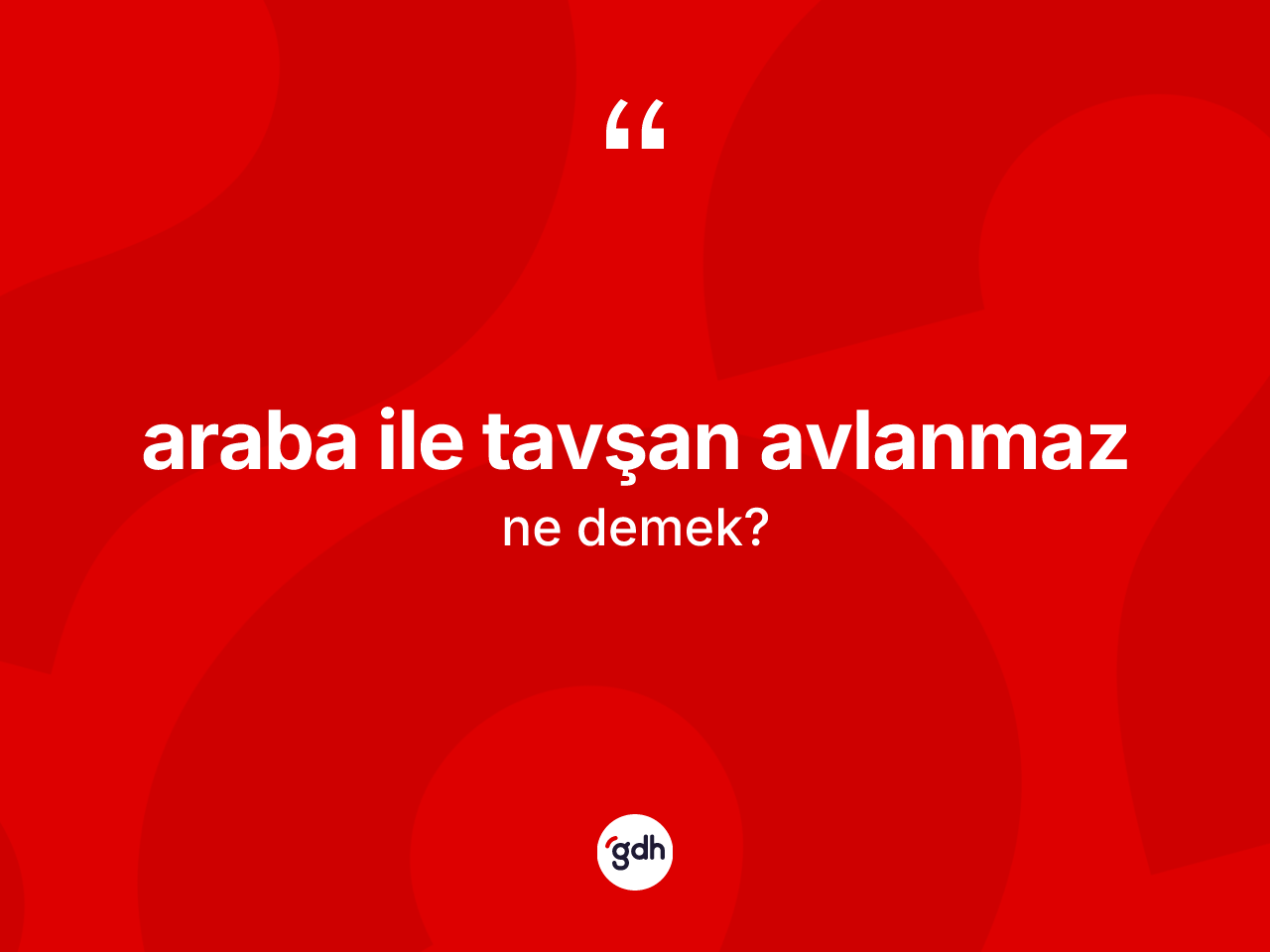 Araba ile tavşan avlanmaz ne demek? Araba ile tavşan avlanmaz ifadesi nerede kullanılır?