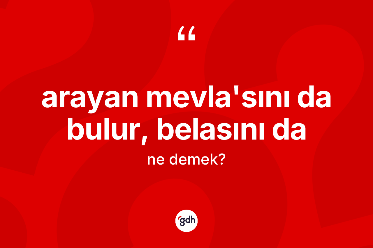 Arayan Mevlâ'sını da bulur, belasını da ifadesinin tanımı nedir? Arayan Mevlâ'sını da bulur, belasını da ifadesinin TDK'ya göre açıklaması nedir?