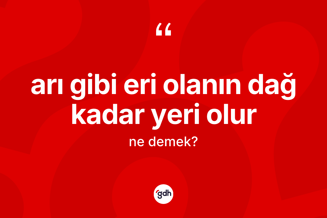 Arı gibi eri olanın dağ kadar yeri olur nedir?