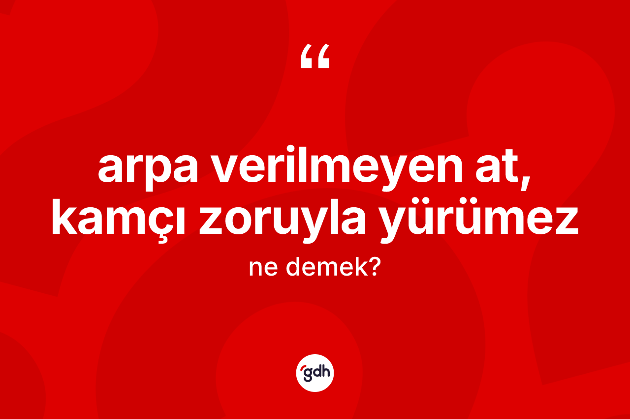 Arpa verilmeyen at, kamçı zoruyla yürümez ifadesi neyi anlatır?