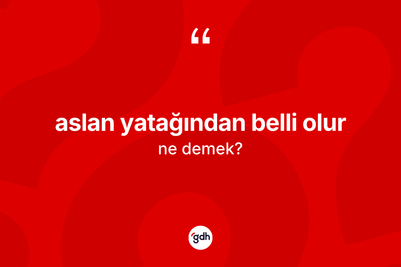 Aslan yatağından belli olur ifadesinin kısaca anlamı nedir?