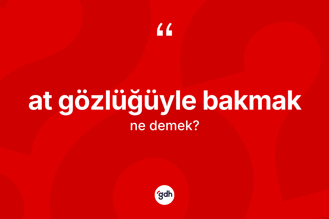 At gözlüğüyle bakmak ifadesinin tanımı nedir?