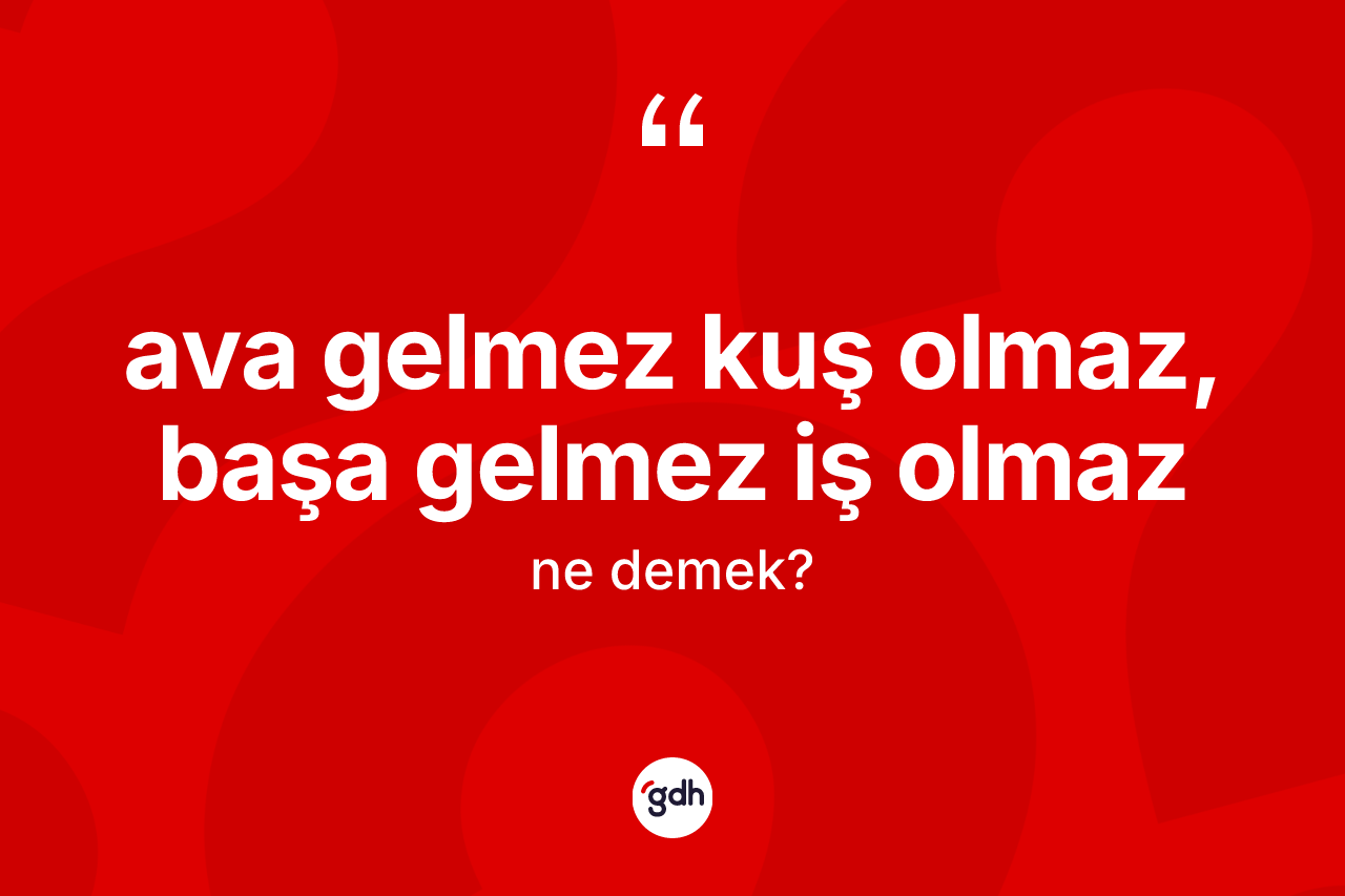 Ava gelmez kuş olmaz, başa gelmez iş olmaz ifadesi nedir?