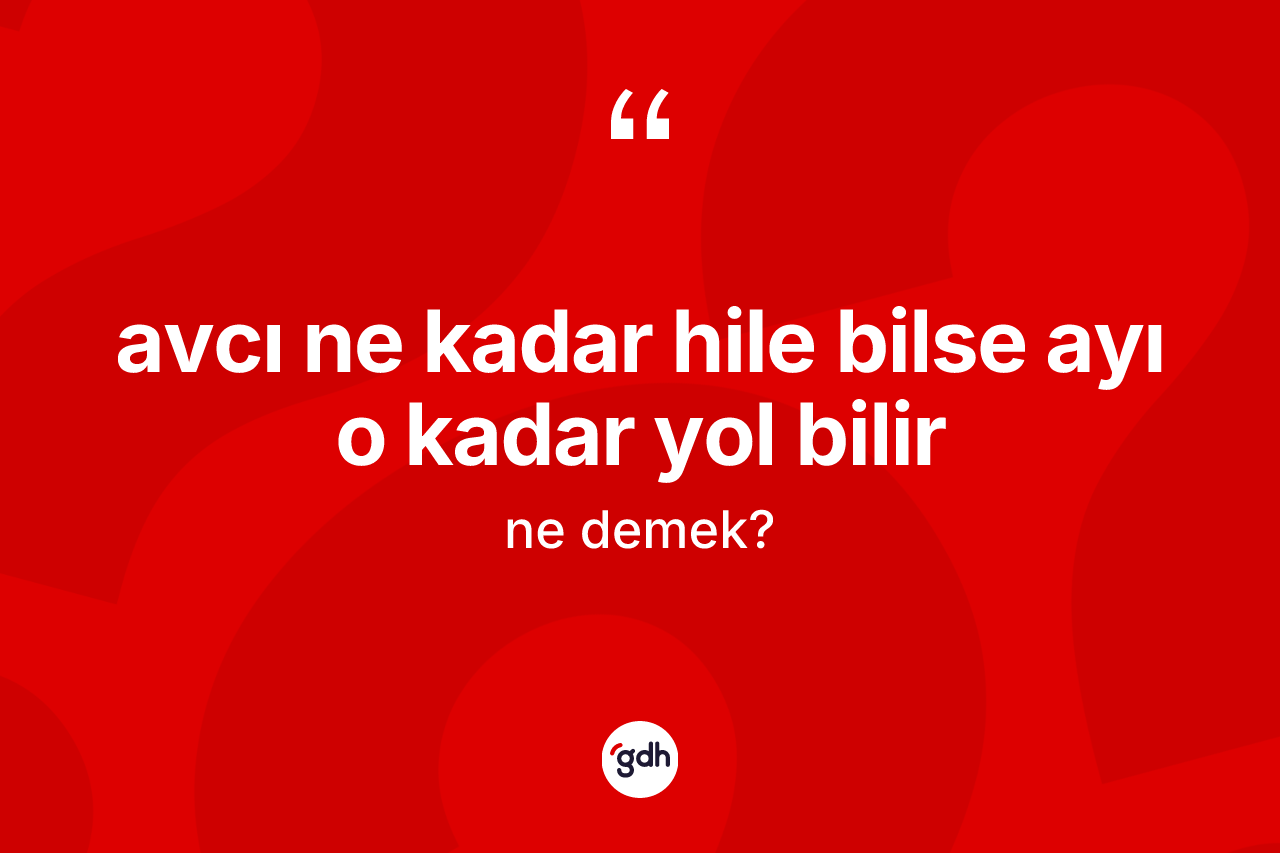 Avcı ne kadar hile bilse ayı o kadar yol bilir ifadesinin kısaca anlamı nedir?