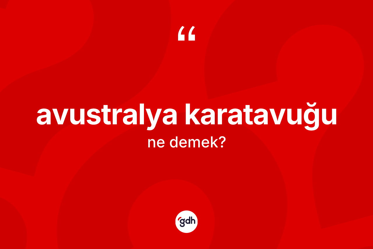 Avustralya karatavuğu kelimesinin anlamı nedir?