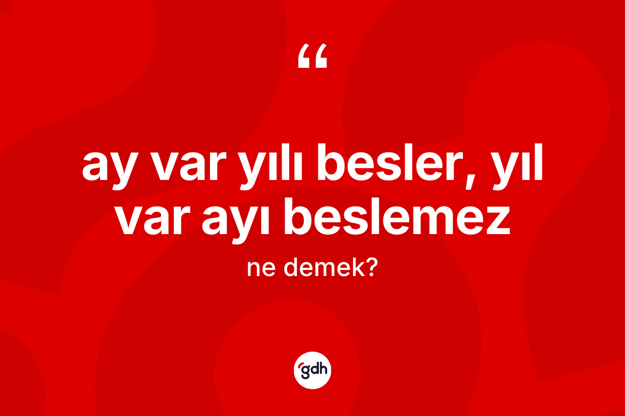 Ay var yılı besler, yıl var ayı beslemez ne demek?