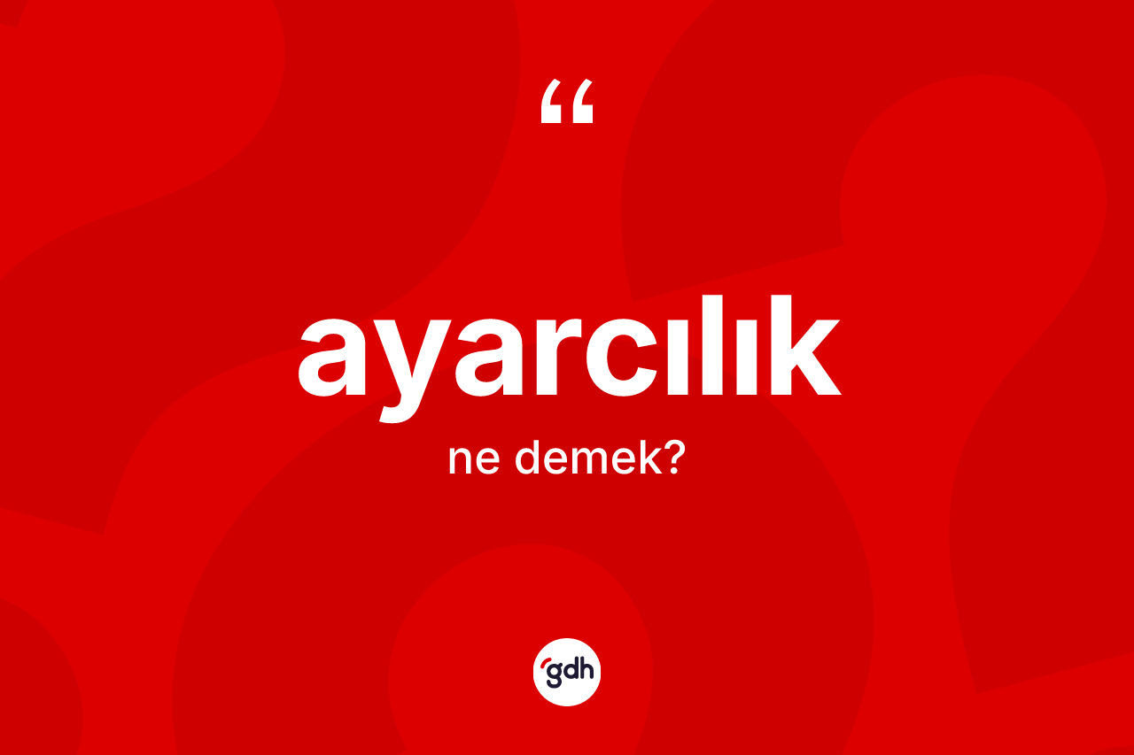 Ayarcılık kelimesinin sözlükteki tanımı nedir?