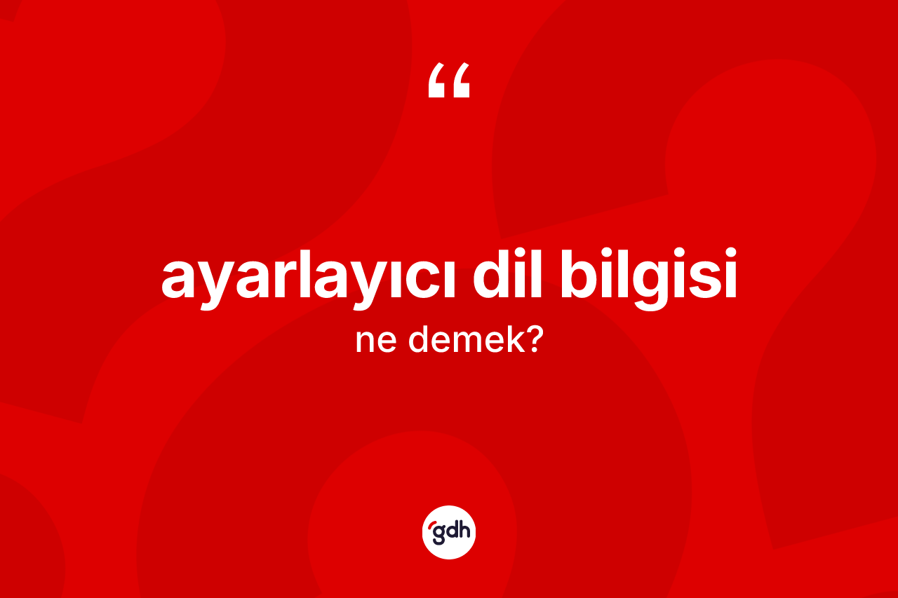 Ayarlayıcı dil bilgisi kelimesi nedir? Ayarlayıcı dil bilgisinin TDK'ya göre anlamı nedir?