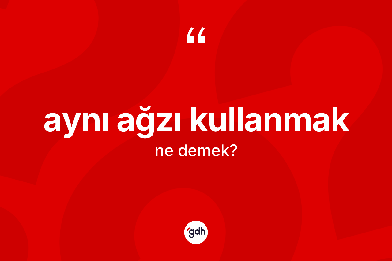 Aynı ağzı kullanmak ifadesinin tanımı nedir?