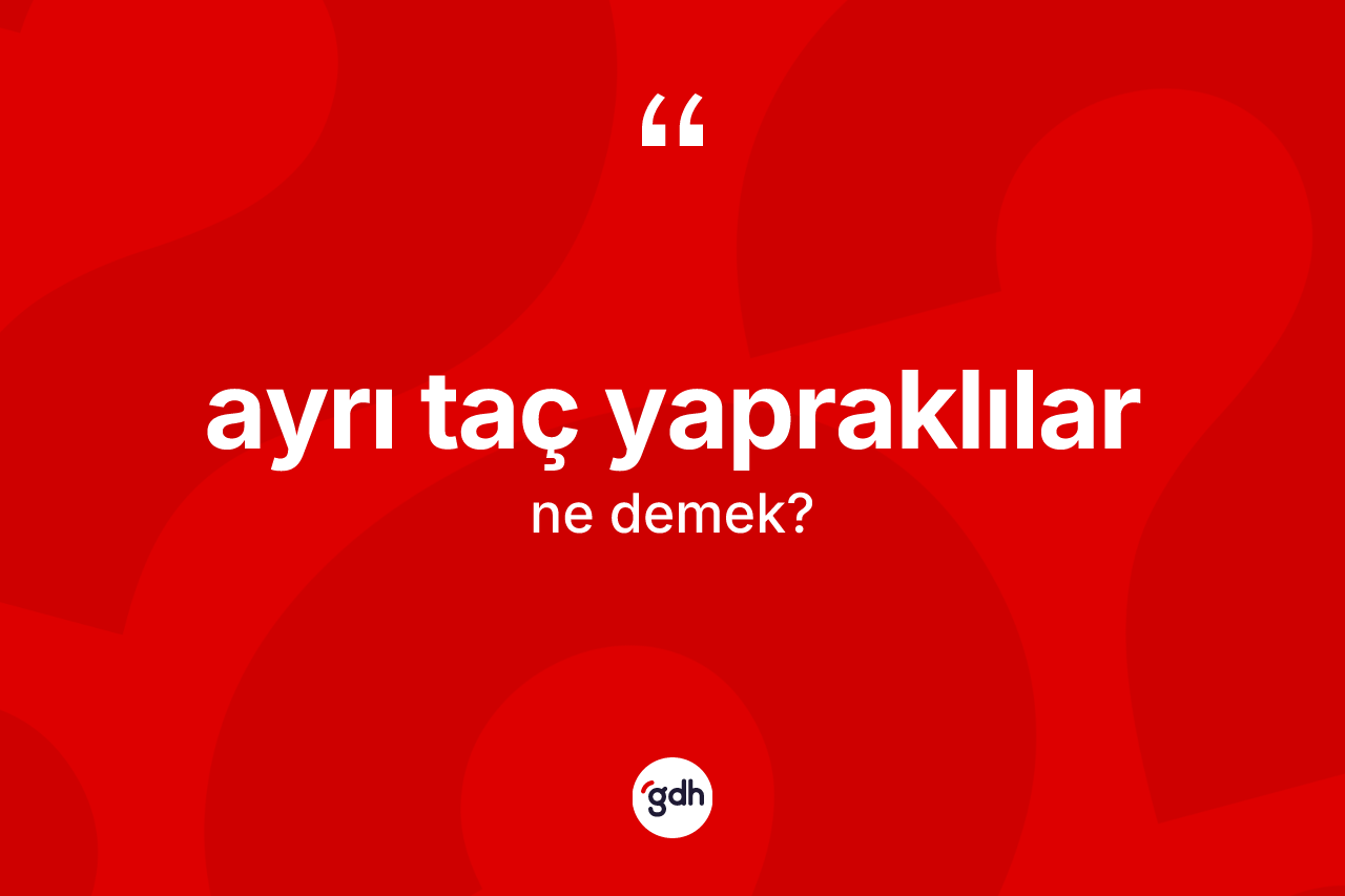 Ayrı taç yapraklılar kelimesinin anlamı nedir?