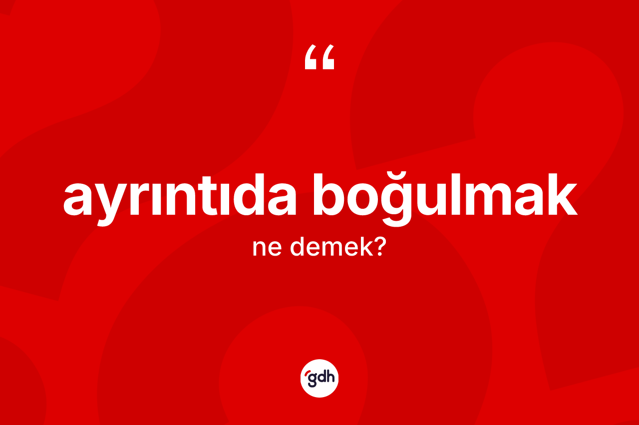 Ayrıntıda boğulmak ifadesinin anlamı nedir?