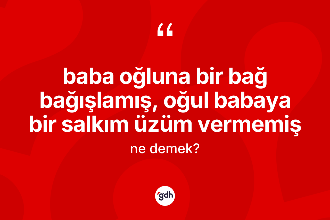 Baba oğluna bir bağ bağışlamış, oğul babaya bir salkım üzüm vermemiş ne demek? Baba oğluna bir bağ bağışlamış, oğul babaya bir salkım üzüm vermemiş ifadesi nerede kullanılır?