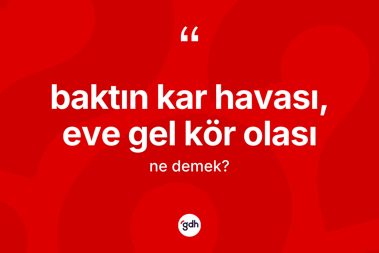 Baktın kar havası, eve gel kör olası ifadesinin kısaca anlamı nedir?