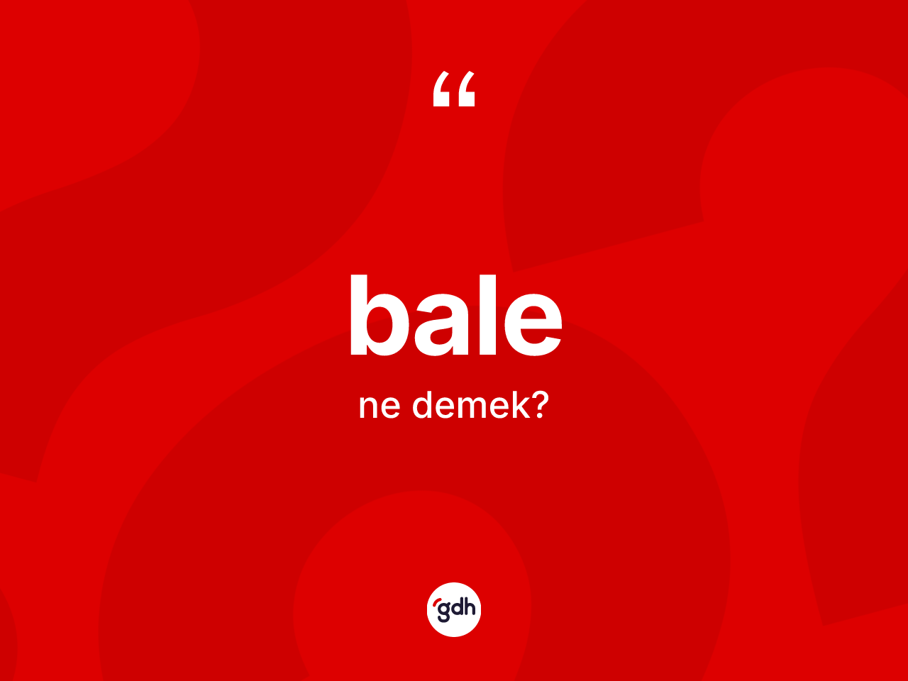 Bale ne demek? Balenin TDK'ya göre anlamı nedir?