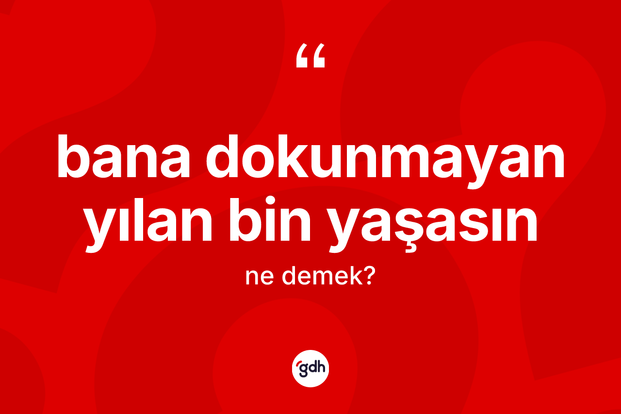 Bana dokunmayan yılan bin yaşasın ne demektir? Bana dokunmayan yılan bin yaşasın ifadesi nerede kullanılır?
