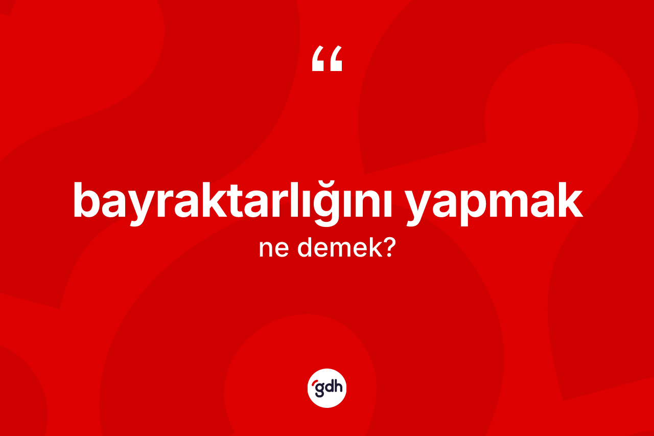 Bayraktarlığını yapmak ifadesi nedir? Bayraktarlığını yapmak ifadesinin TDK anlamı nedir?