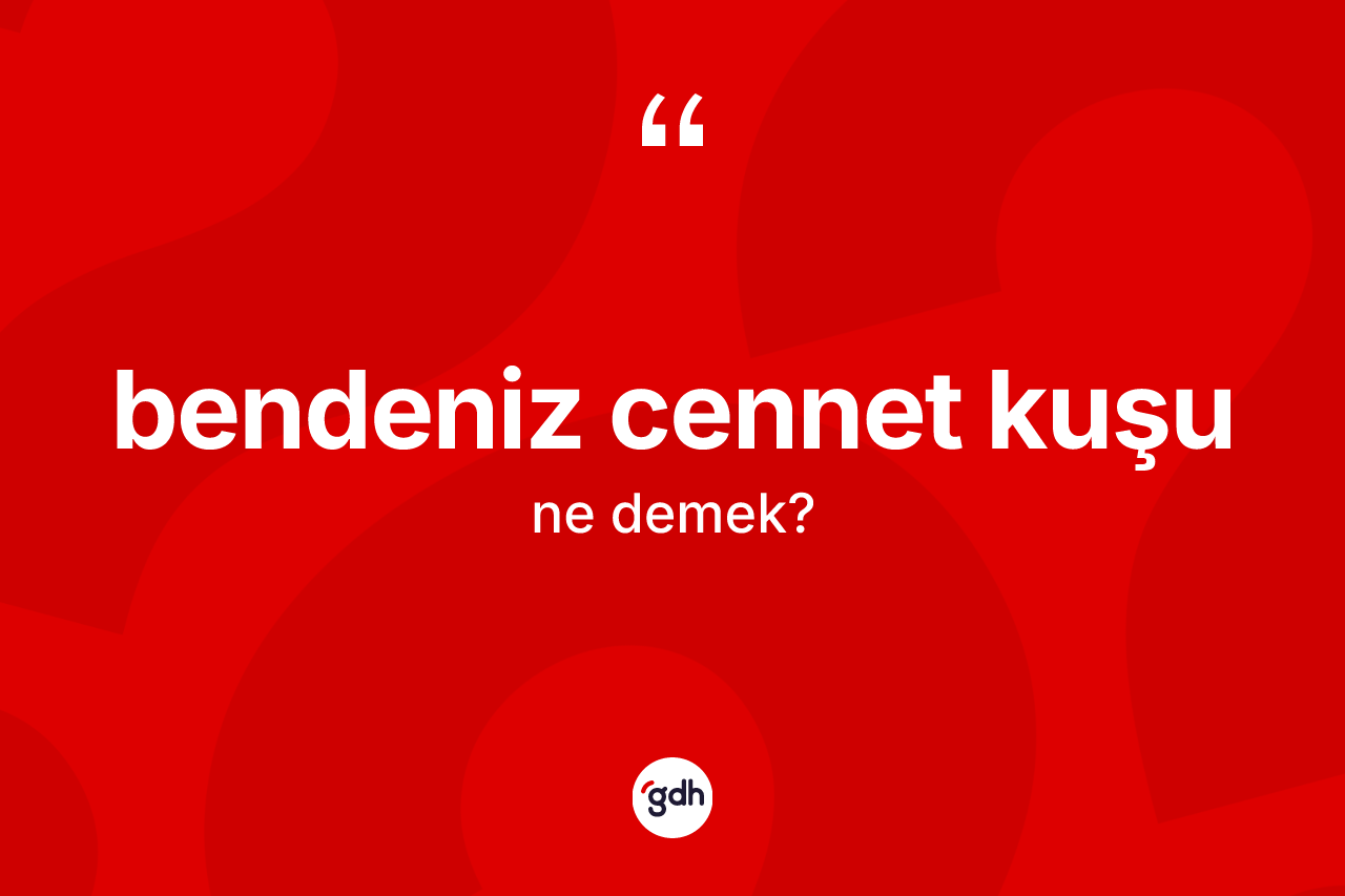 Bendeniz cennet kuşu ifadesinin kısaca tanımı nedir? Bendeniz cennet kuşu ifadesi hangi durumlarda kullanılır