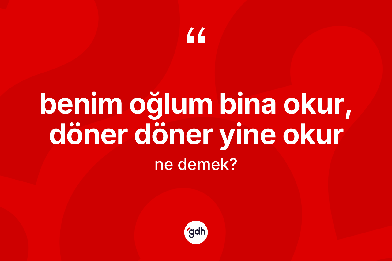 Benim oğlum bina okur, döner döner yine okur ifadesinin anlamı nedir?