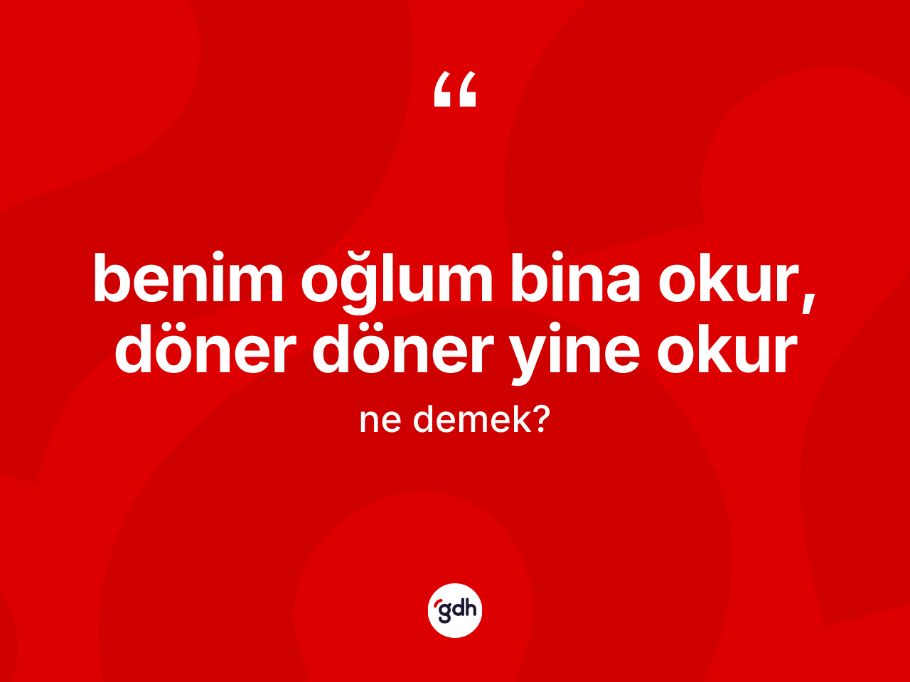 Benim oğlum bina okur, döner döner yine okur ifadesinin anlamı nedir? Benim oğlum bina okur, döner döner yine okur sözünün sözlük anlamı nedir?