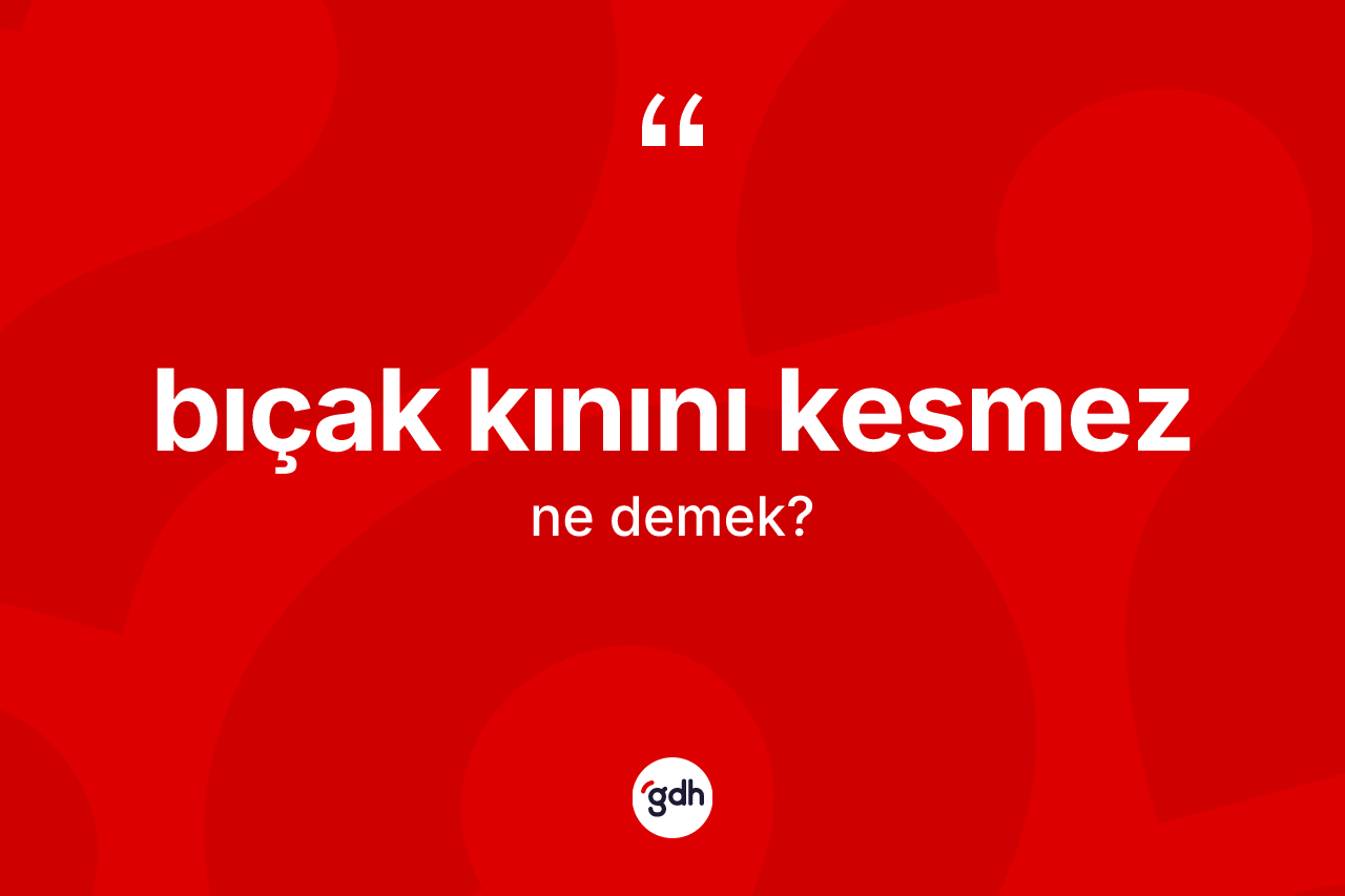 Bıçak kınını kesmez ifadesinin kısaca anlamı nedir?