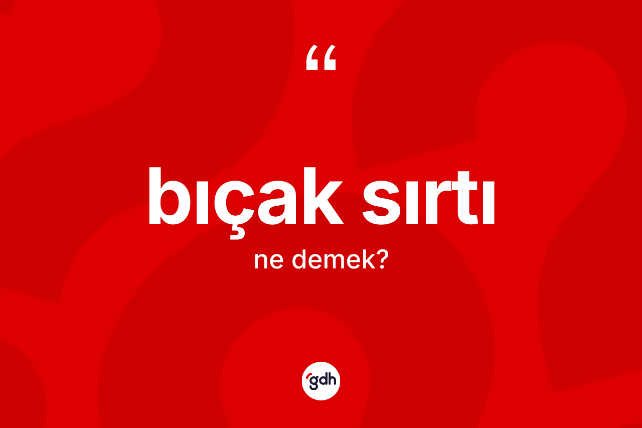 Bıçak sırtı ne demek? Bıçak sırtının TDK'ya göre anlamı nedir?