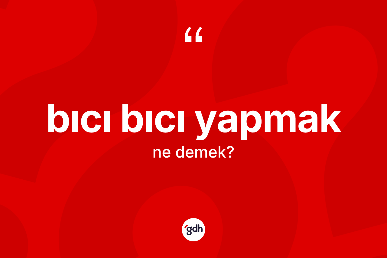 Bıcı bıcı yapmak nedir?