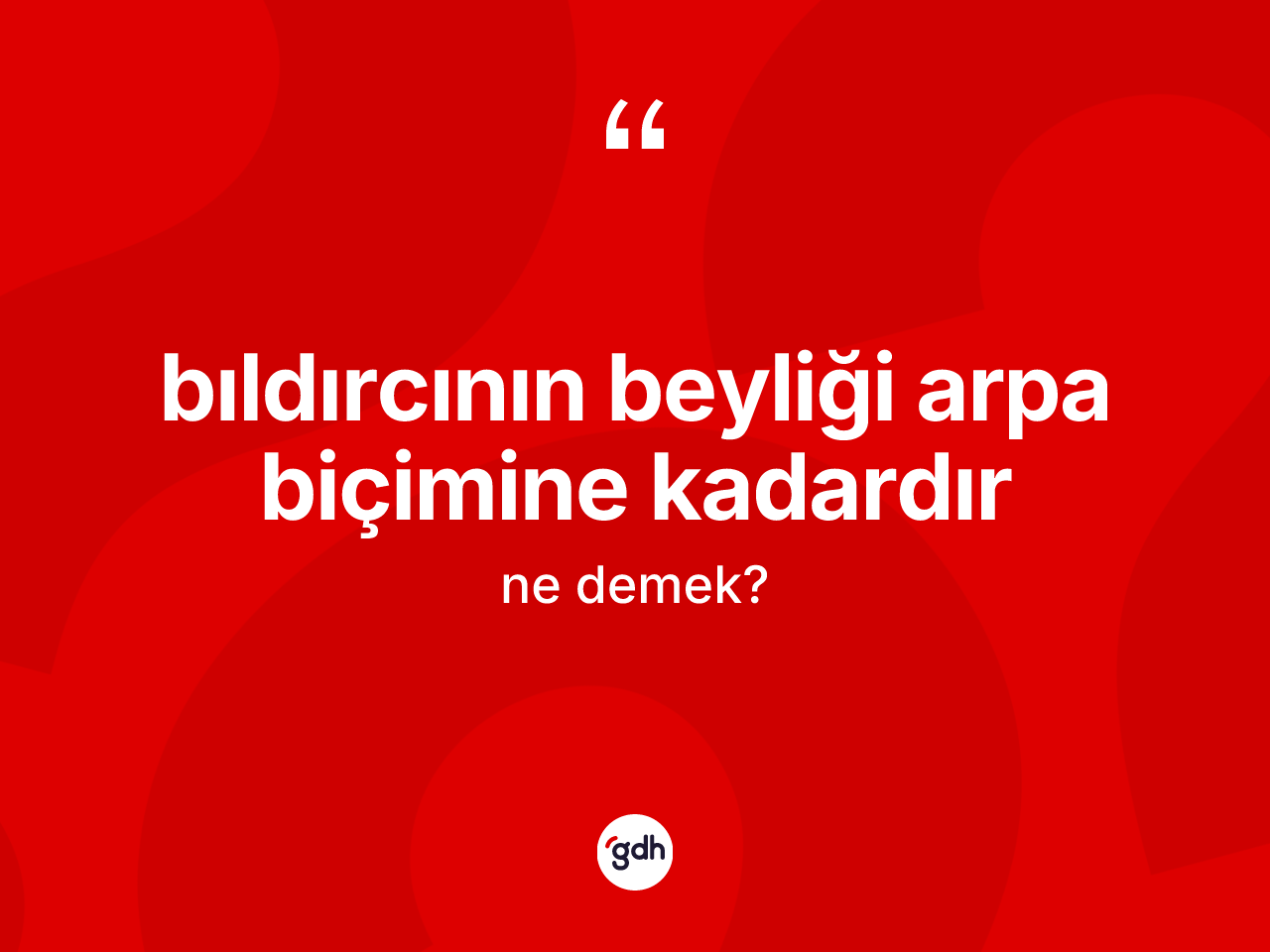 Bıldırcının beyliği arpa biçimine kadardır ne anlama gelir? Bıldırcının beyliği arpa biçimine kadardır sözünün sözlük anlamı nedir?