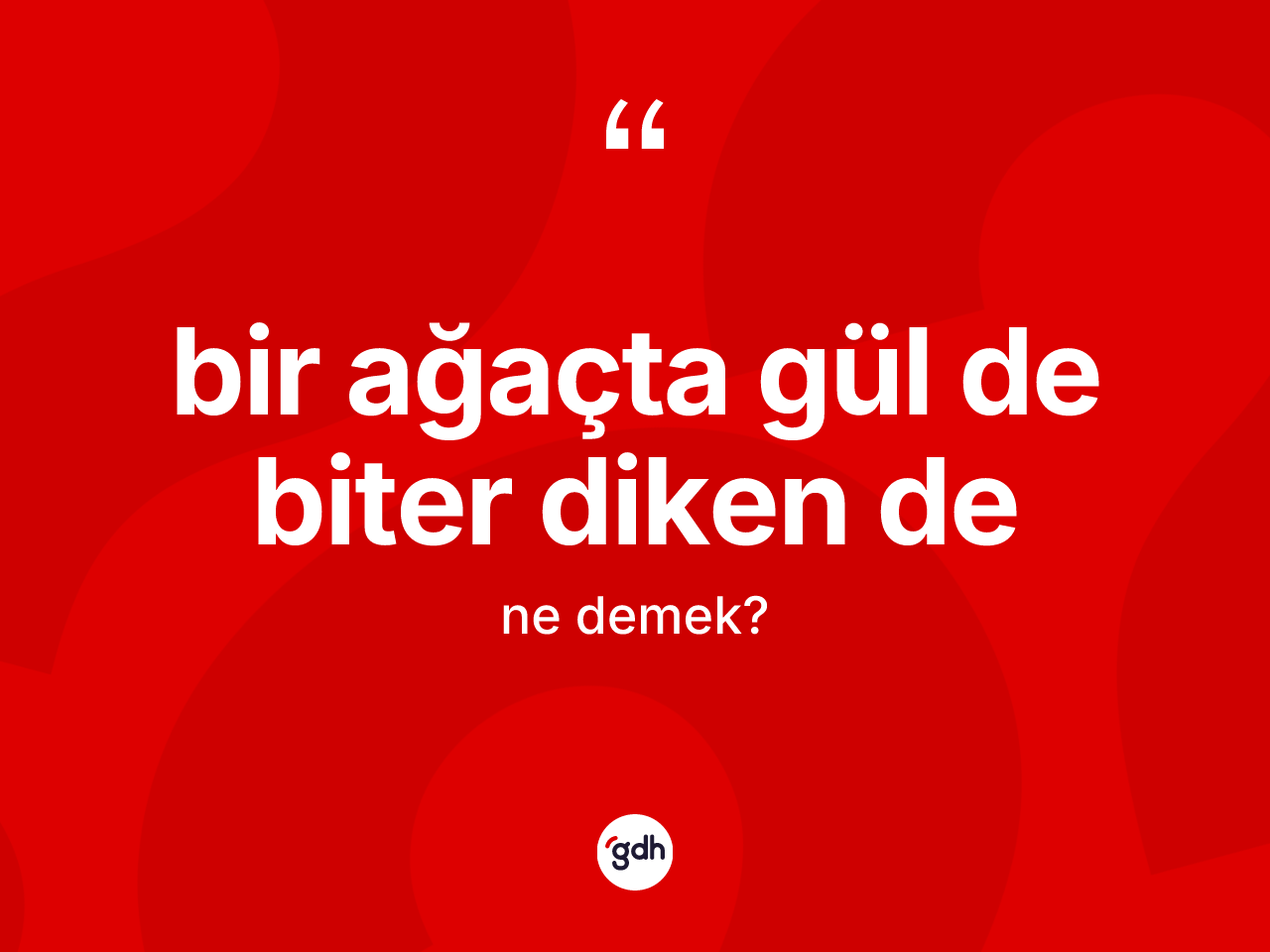 Bir ağaçta gül de biter diken de ifadesi ne demek? Bir ağaçta gül de biter diken de sözünün sözlük anlamı nedir?