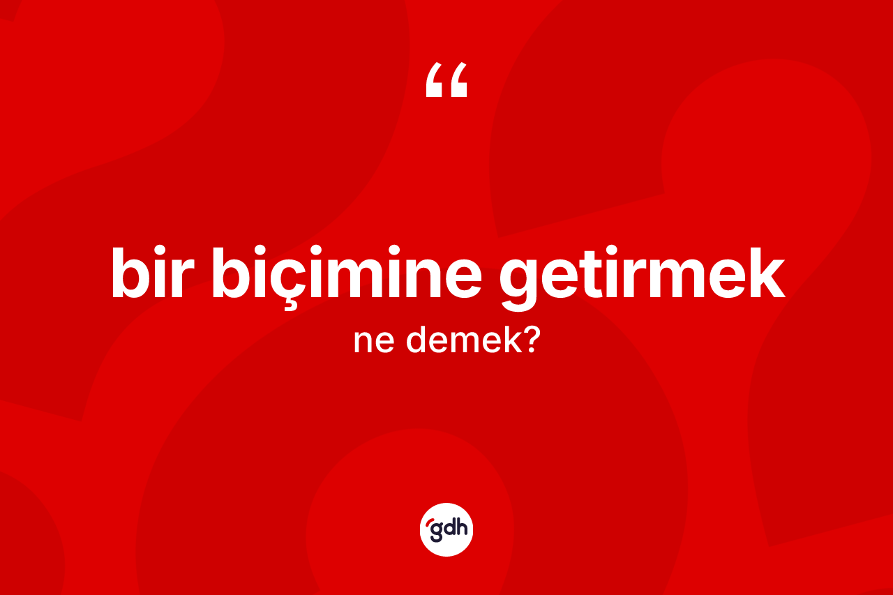 Bir biçimine getirmek ifadesinin kısaca anlamı nedir? Bir biçimine getirmek ifadesi nerede kullanılır?