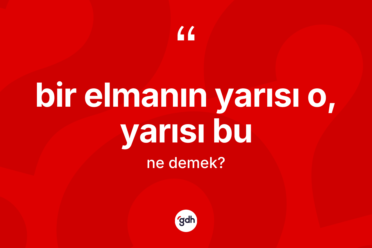 Bir elmanın yarısı o, yarısı bu ne demektir? Bir elmanın yarısı o, yarısı bu ifadesi nerede kullanılır?