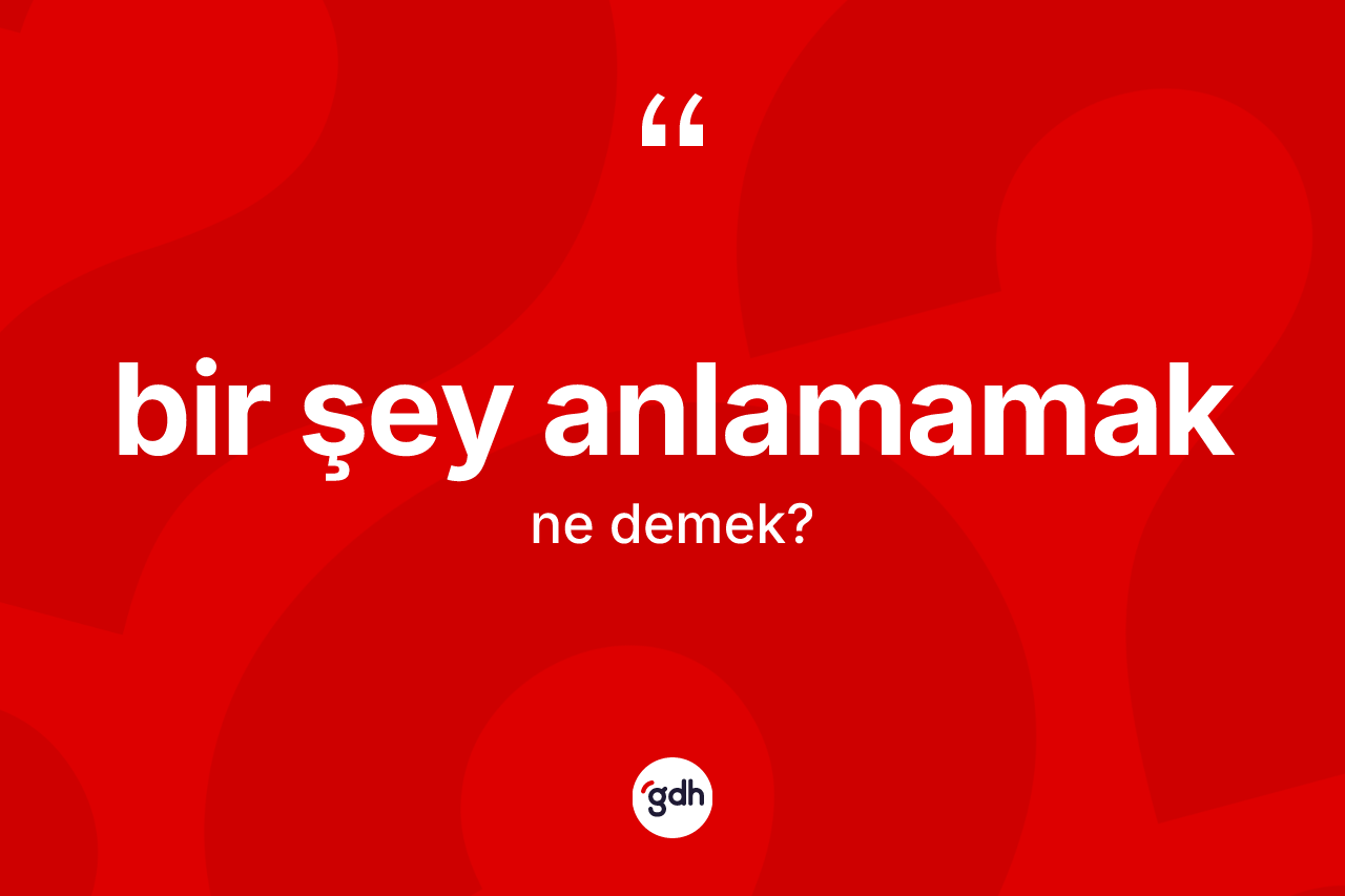 Bir şey anlamamak ne anlama gelir?